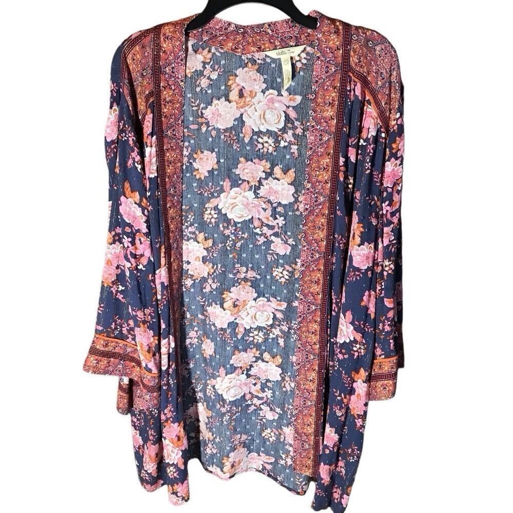 Matilda Jane blue floral metallic shrug open front jacket Women’s SZ XL/XXL
